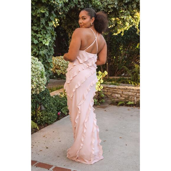 Show Me Your Mumu Romance Ruffle Dress in Dusty Blush Crisp S NWT - Picture 2 of 7